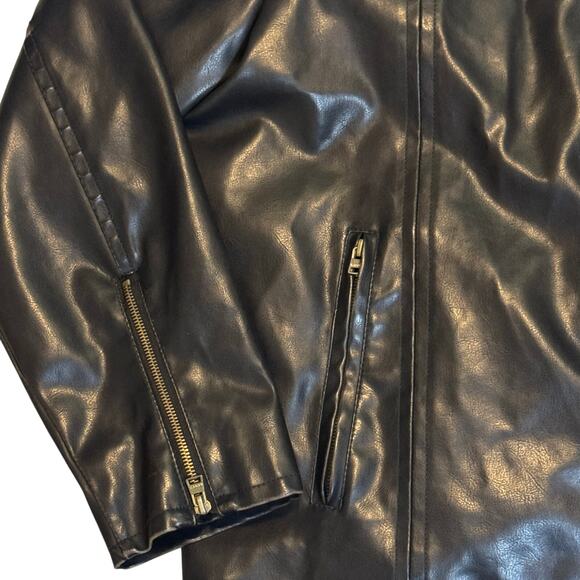 LEVIS Black Vegan Leather Zip-Up Mens Moto Biker Bomber Jacket Size XXL - Picture 7 of 16